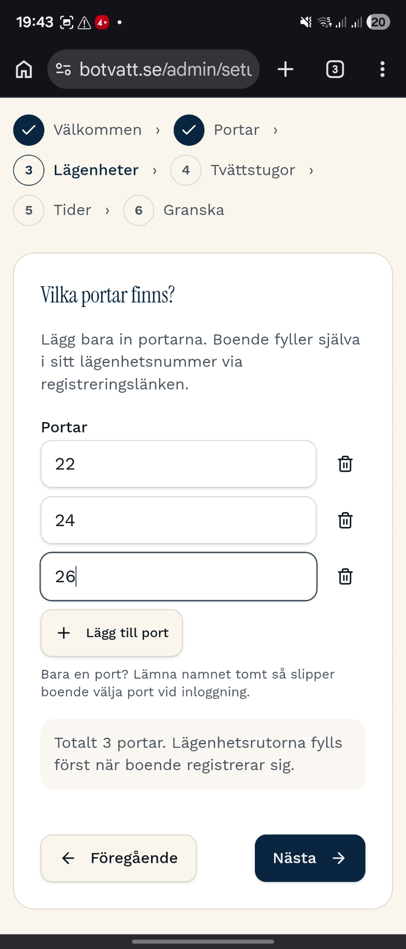 Lägg till portar 22, 24, 26