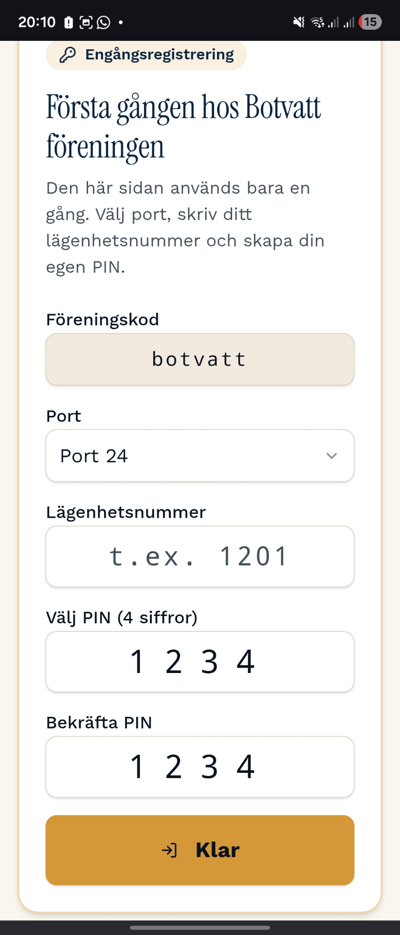 Engångsregistrering för boende
